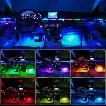 Bluetooth RGB Car Ambient Light Kit – 10-in-1 Symphony Interior Lighting with 64 Colors & Music Mode (12V)