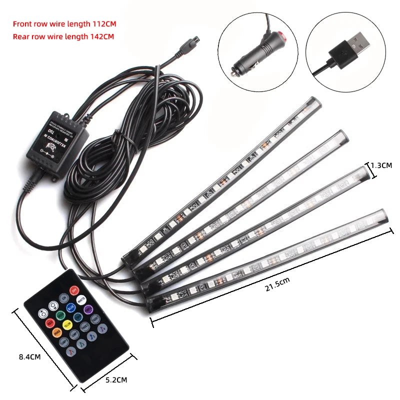 Universal Car RGB Ambient Lights – Interior LED Atmosphere Lamps