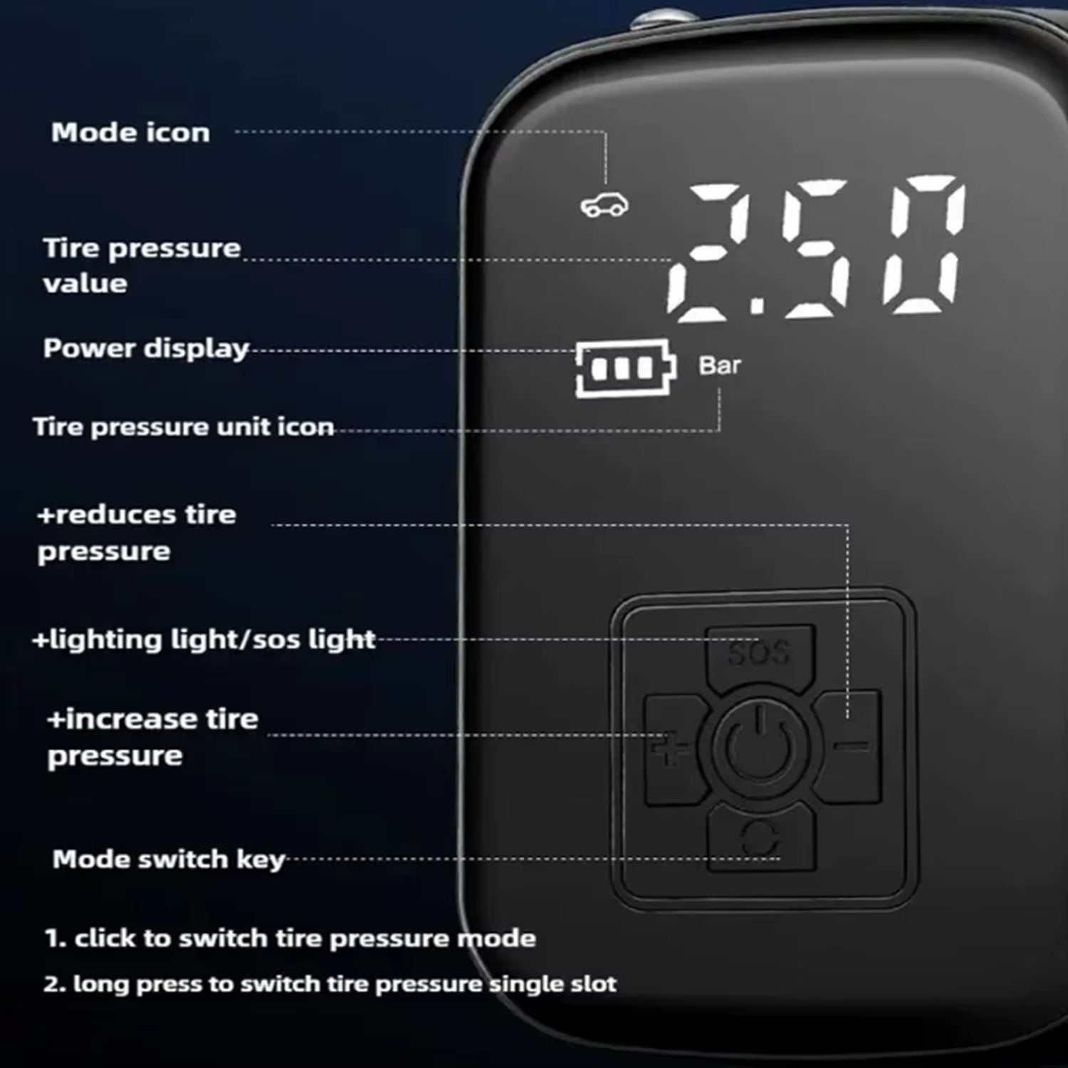 Wireless Portable Car Air Pump – Digital Multi-Function Inflator