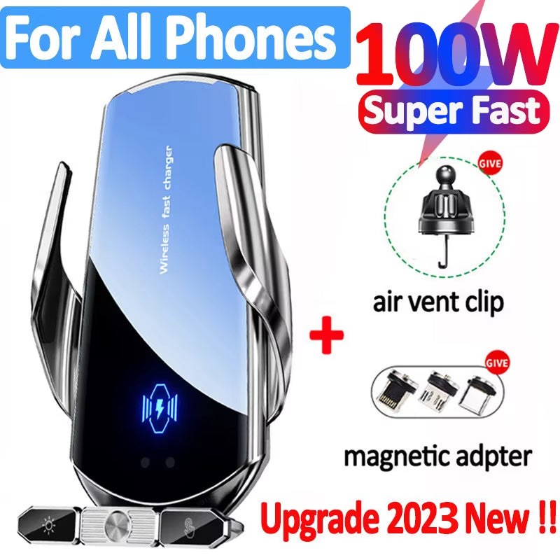Car Magnetic Phone Holder – Wireless Charger 360° Rotatable Mount